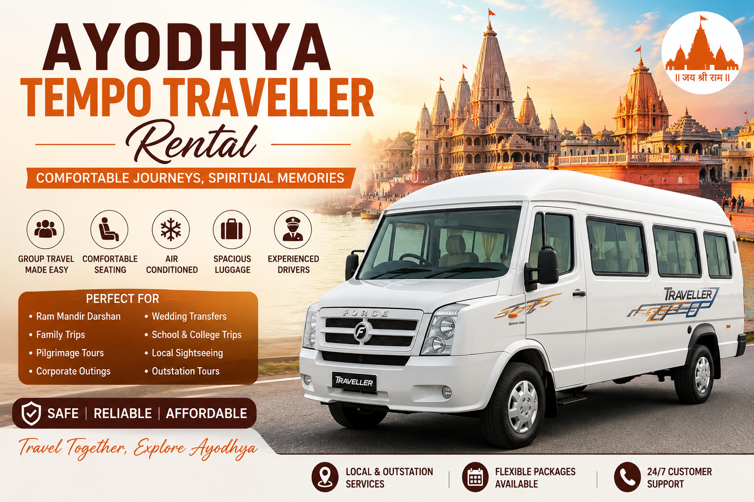 Best Tempo Traveller on rent in Ayodhya for lowest prices