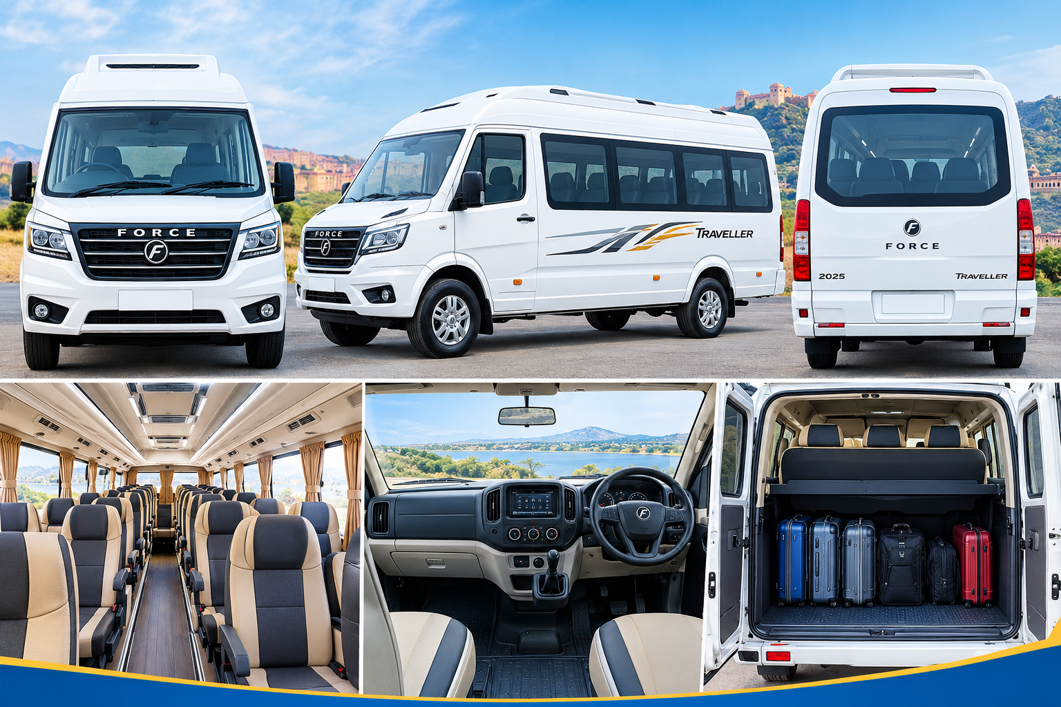 Himachal Tempo Traveller & Force Urbania Luxury Van Hire/Rental, covering 8, 9, 10, 12, 14, 16, 18 & 20 seaters